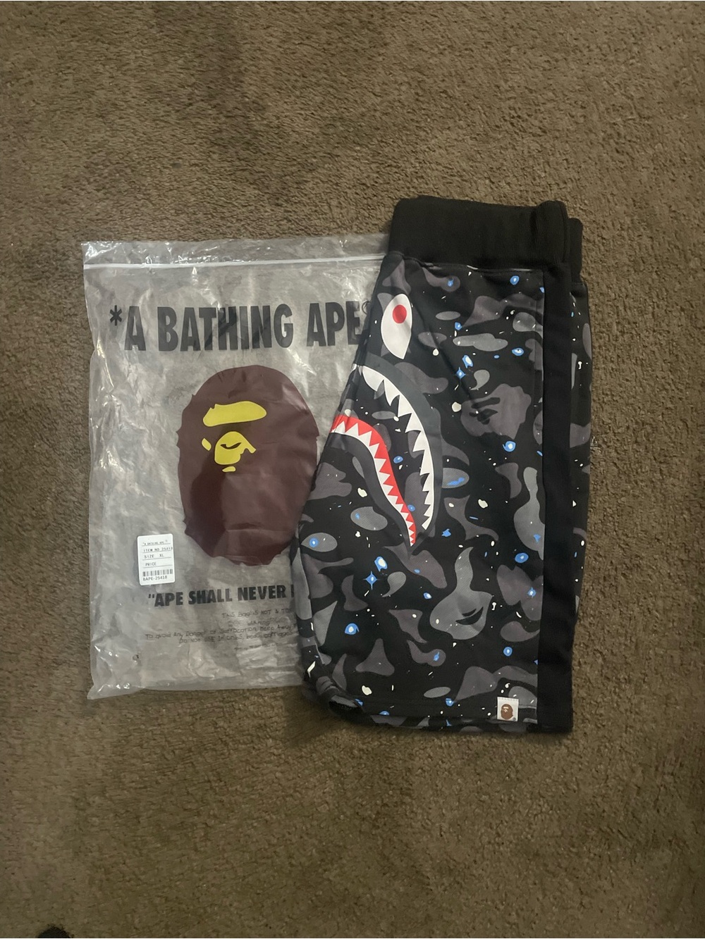 A Bathing Ape Black Shark Camo Swim Shorts